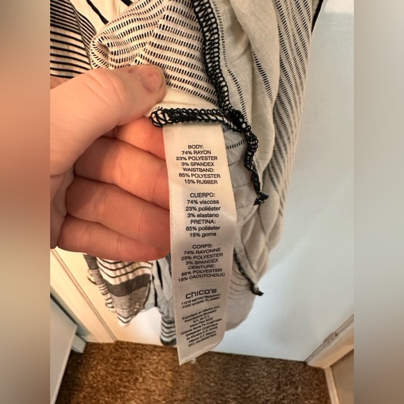 Chico's STRIPE MAXI SKIRT Size 12 (2) Large Black White Textured Hi Low NWT 1711 - Picture 5 of 9